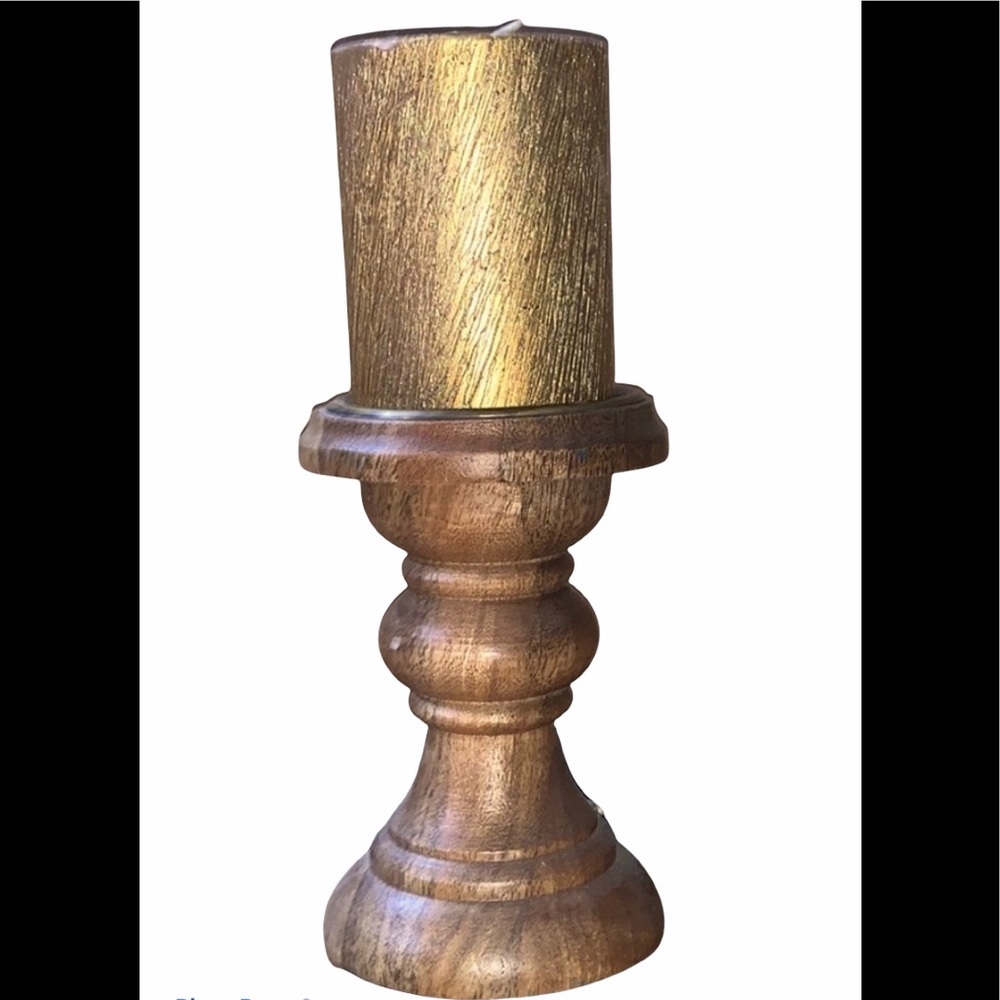 NEW CANDLE pillar holder w/NEW pretty candle